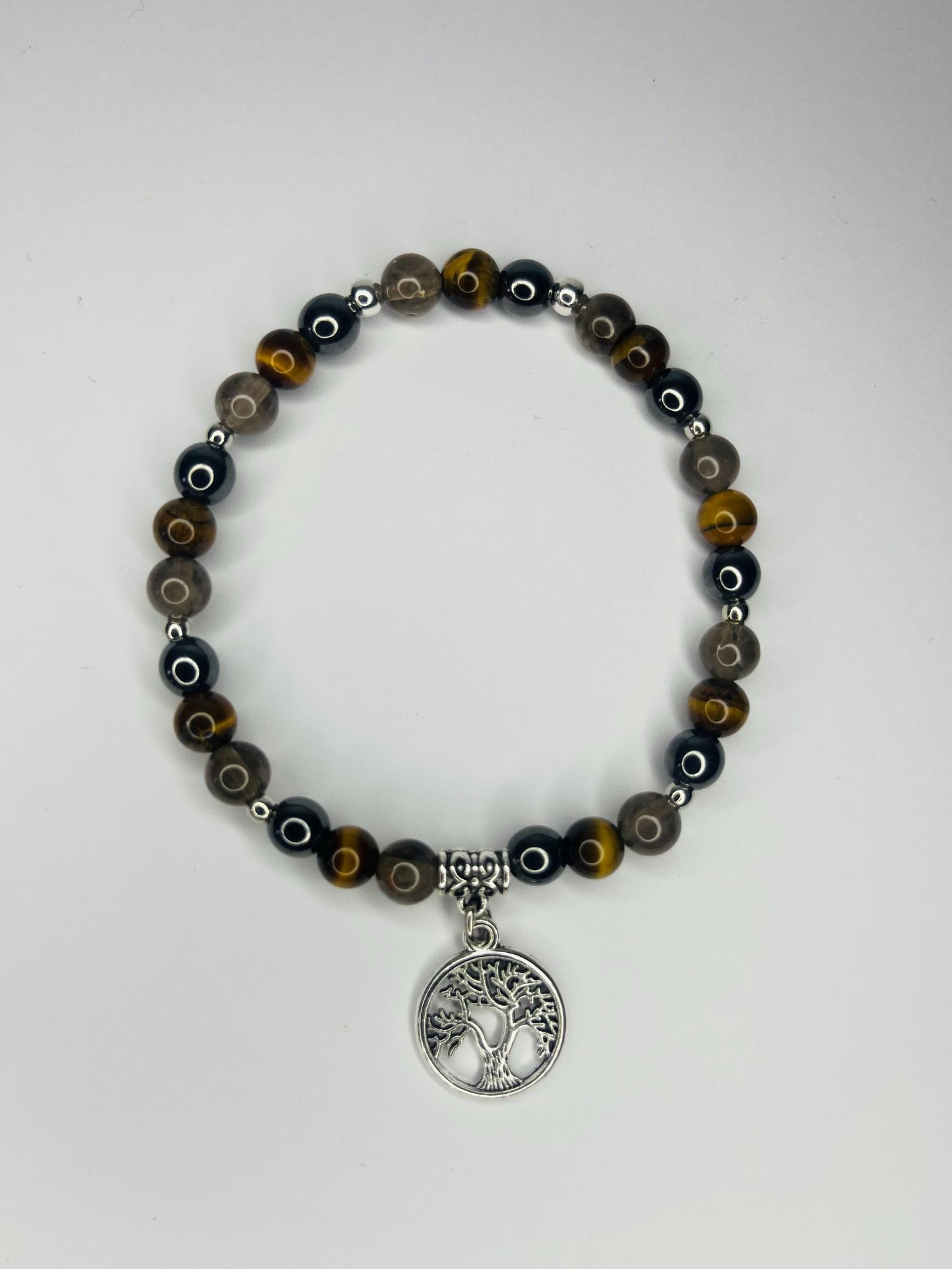 Angel of Grounding Crystal Bracelet - Hematite, Tiger's Eye & Smoky Quartz