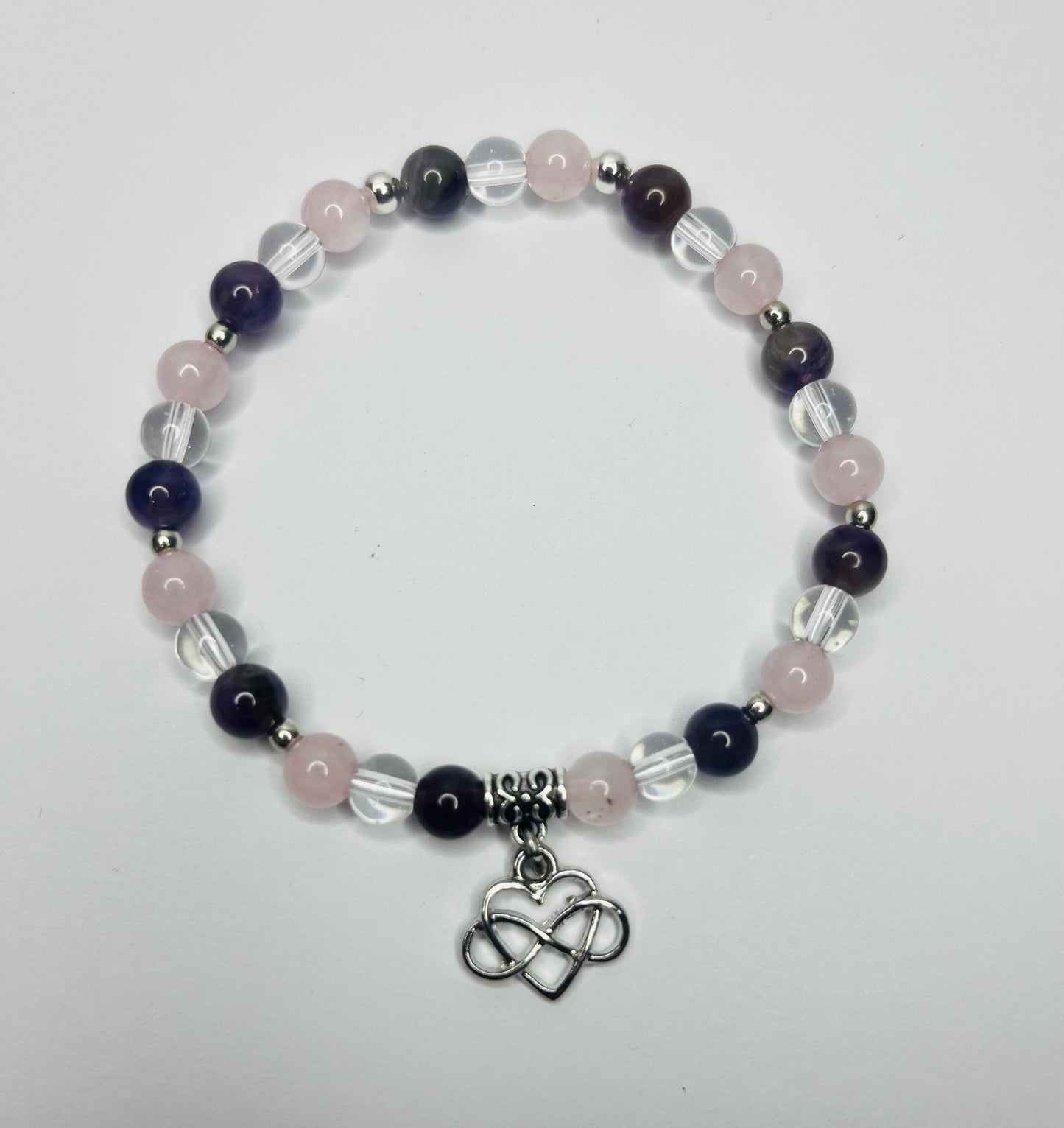 Angel of Friendship Crystal Bracelet - Rose Quartz, Amethyst & Clear Quartz