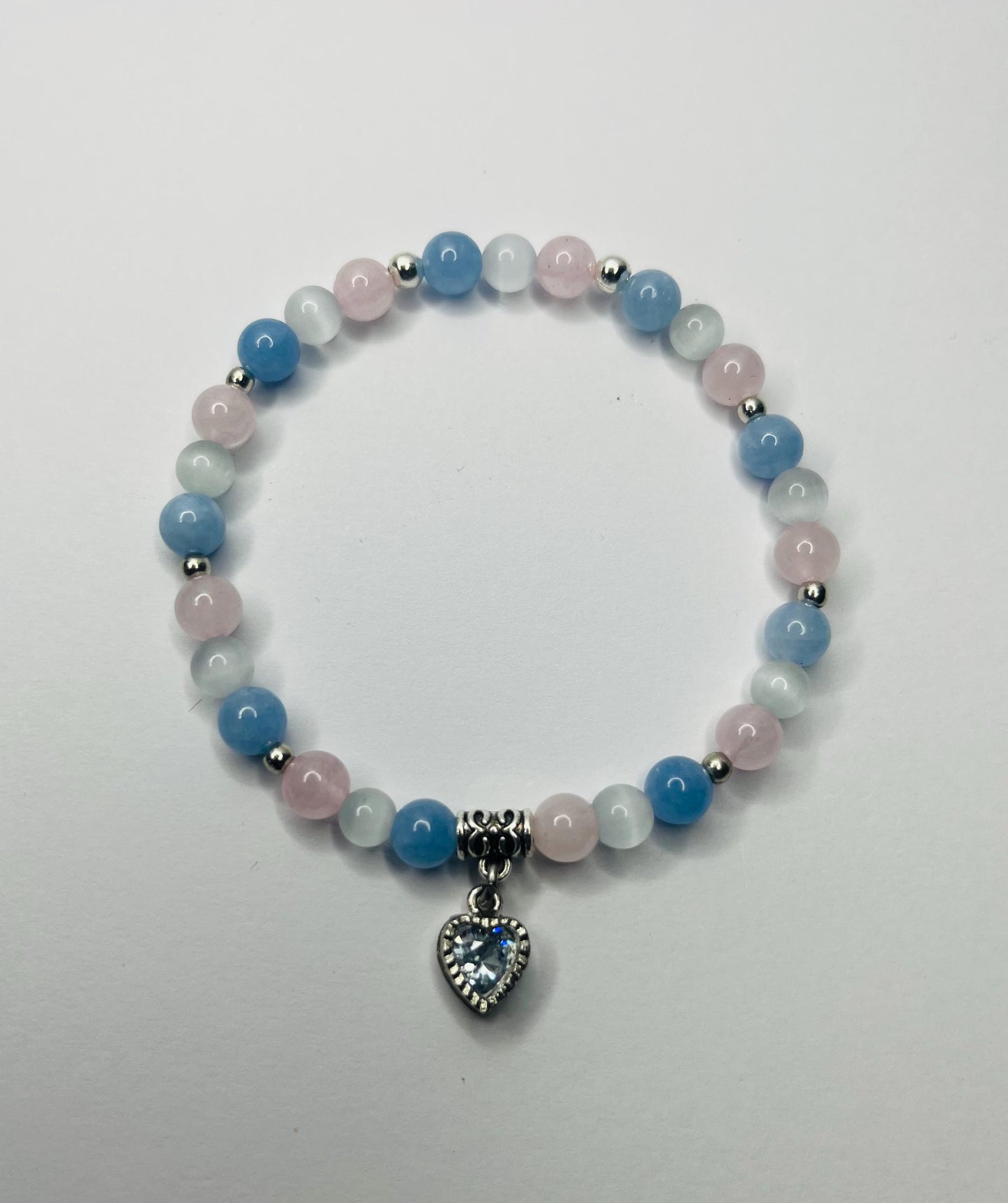 Angel of Forgiveness Crystal Bracelet - Rose Quartz, Aquamarine & Moonstone