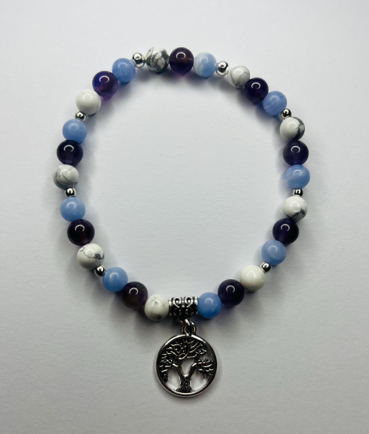 Angel of Patience Crystal Bracelet - Amethyst, Blue Lace Agate & Howlite