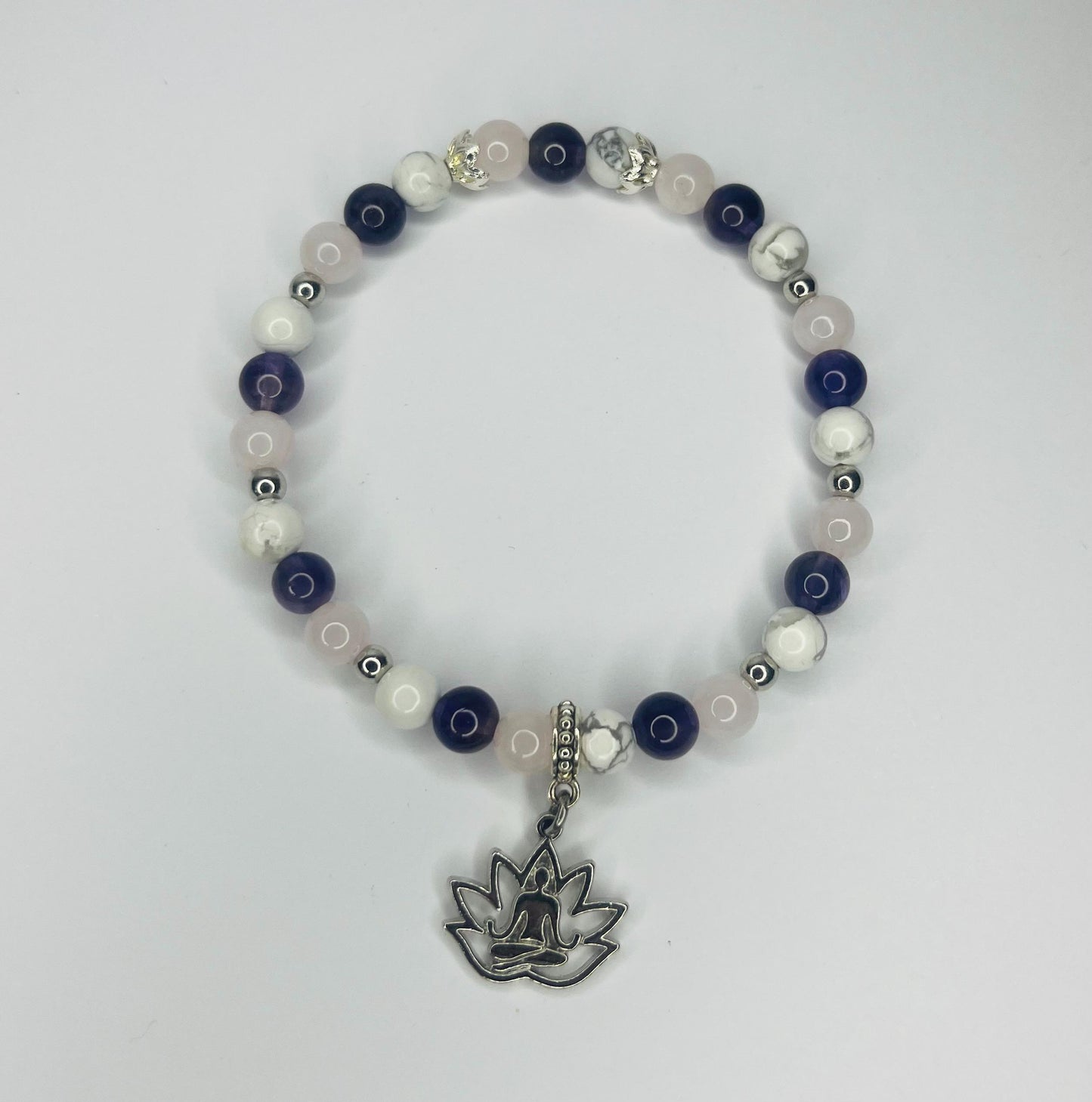 Angel of Mindfulness Crystal Bracelet - Amethyst, Rose Quartz & Howlite