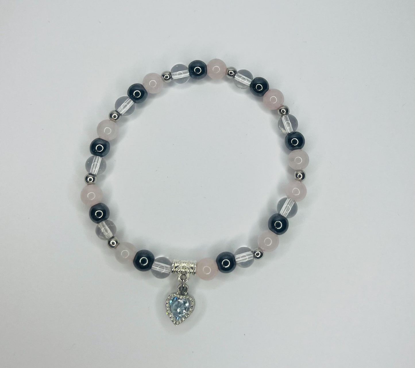 Angel of Love Crystal Bracelet - Rose Quartz, Hematite & Clear Quartz
