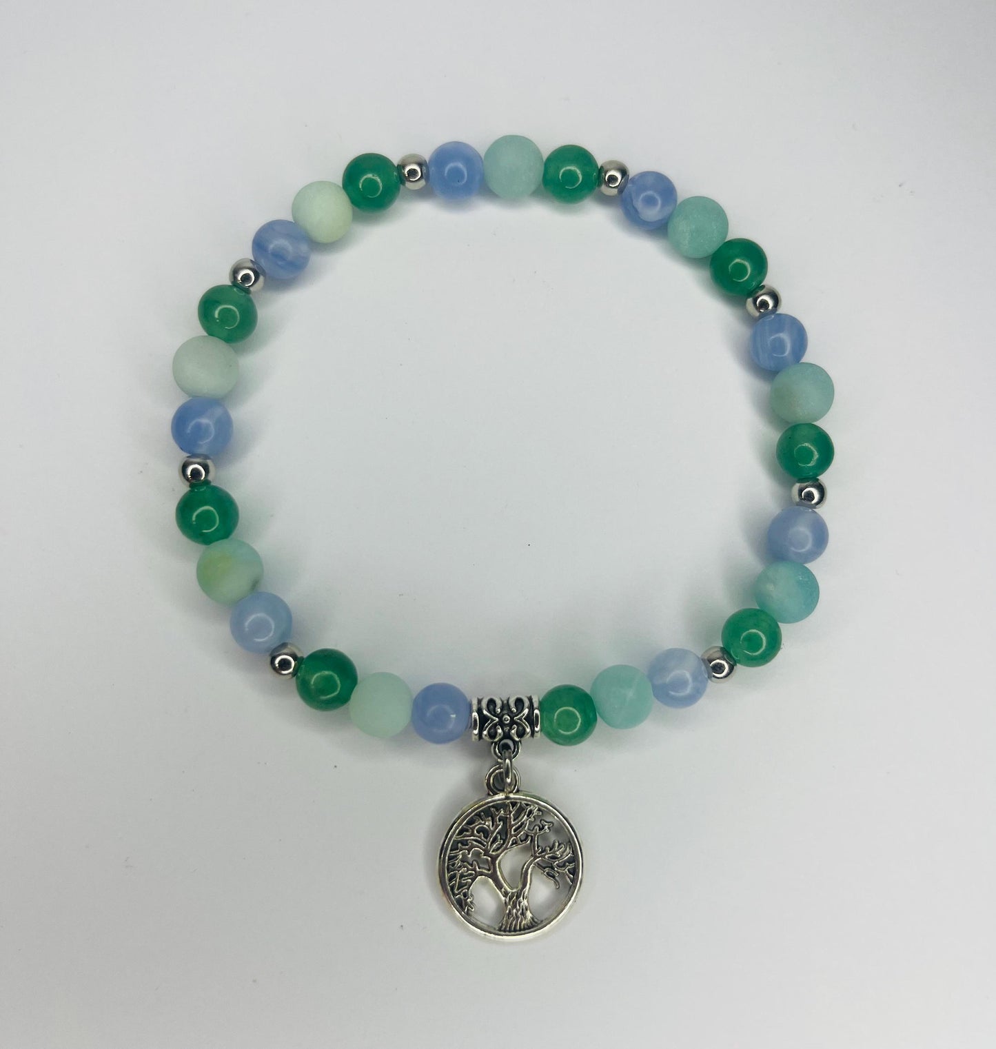 Angel of Co-operation Crystal Bracelet - Amazonite, Blue Lace Agate & Green Aventurine