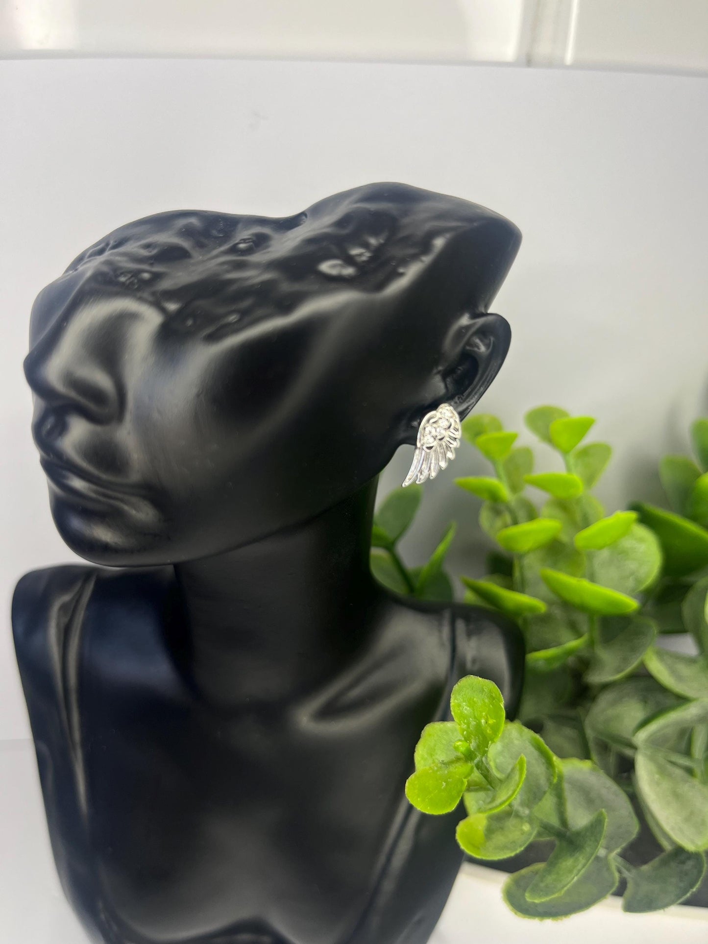 Angel Wing Necklace & Stud Earrings Set - Silver Spiritual Jewellery