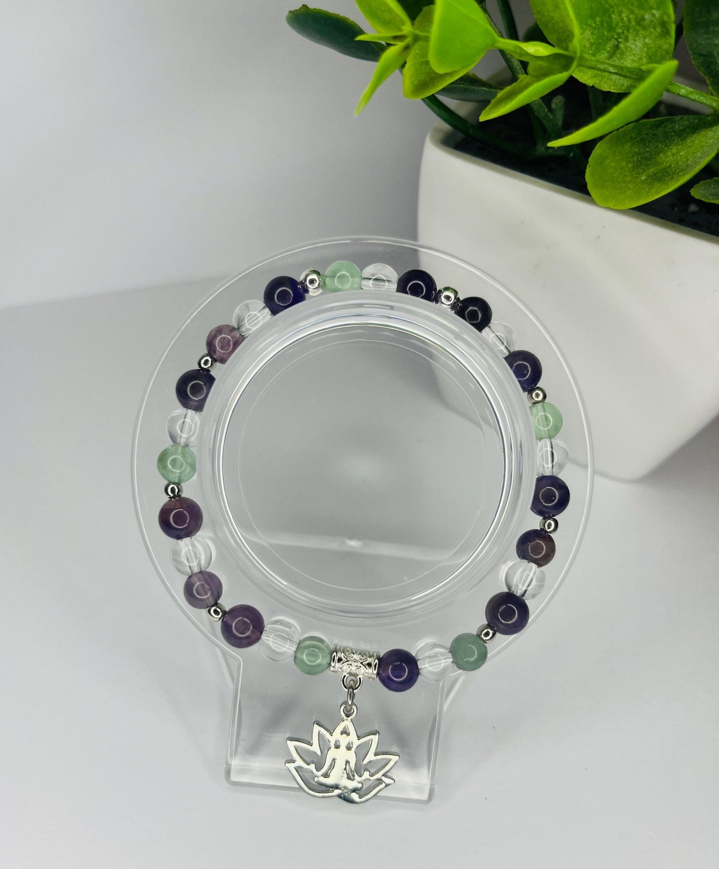 Angel of Mindset Crystal Bracelet - Fluorite, Amethyst & Clear Quartz