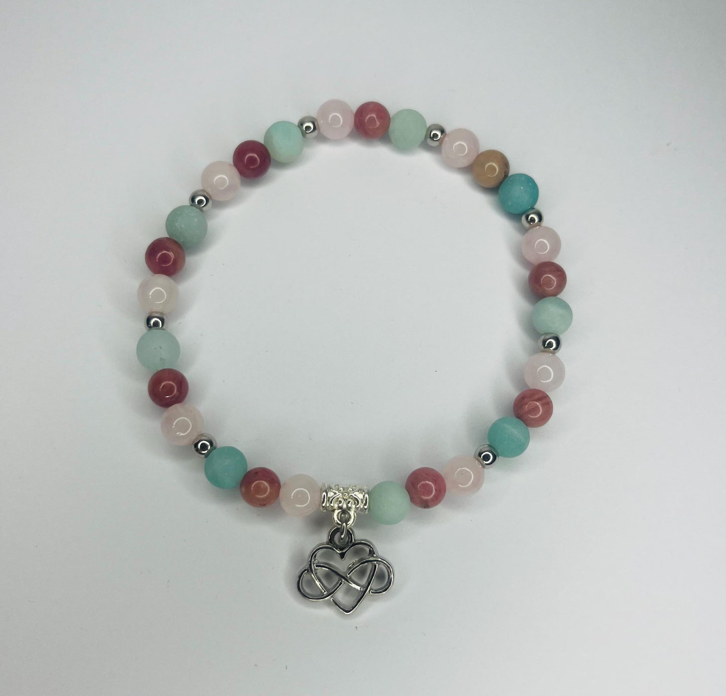 Angel of Partnership Crystal Bracelet - Rhodonite, Amazonite & Rose Quartz