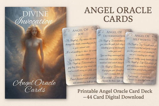 Printable Angel Oracle Cards, 44 card digital download, Divine guidance cards, affirmations.