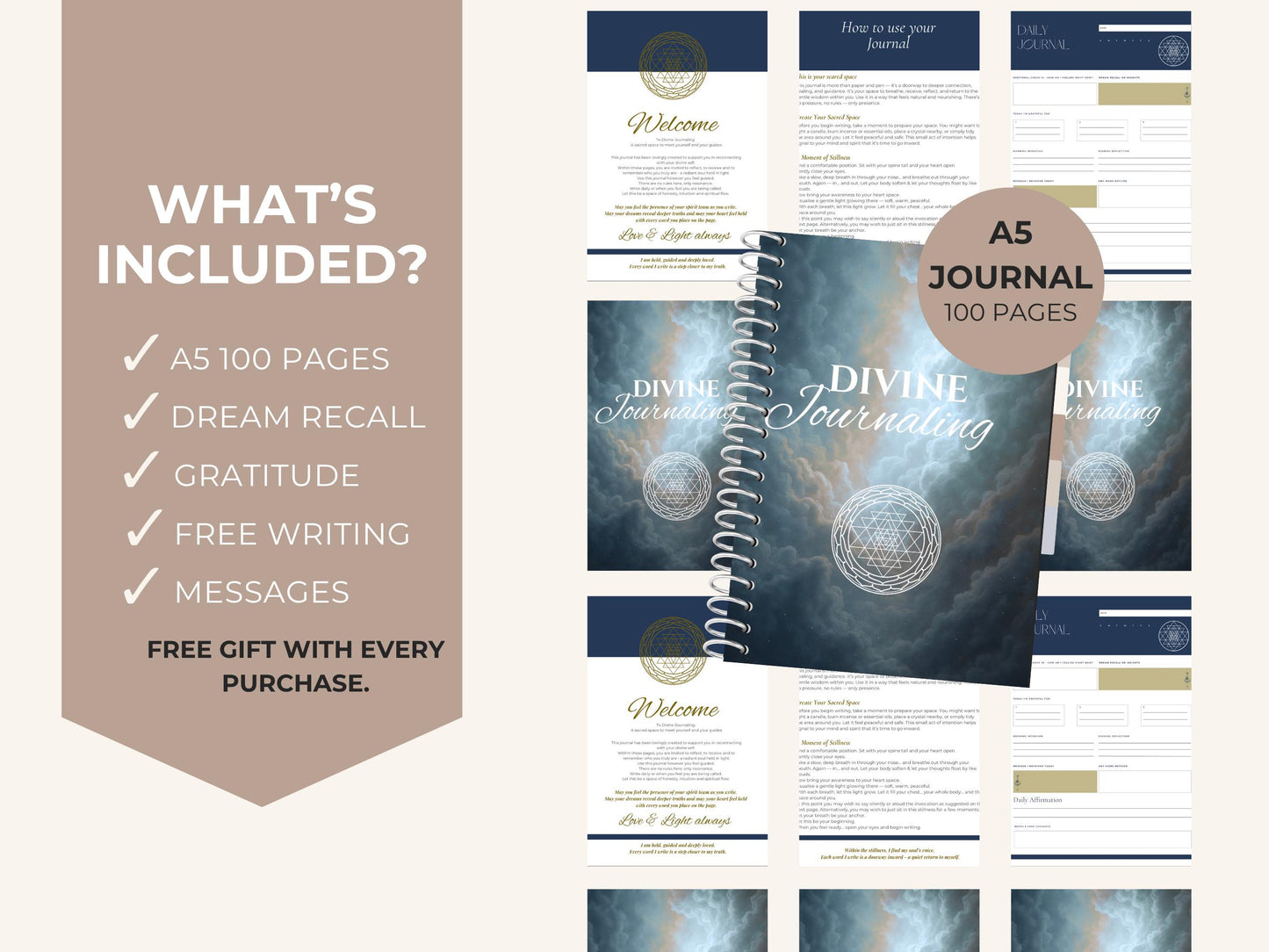 A5 Journal - Guided Reflection & Gratitude Notebook - Physical Spiritual Writing Journal