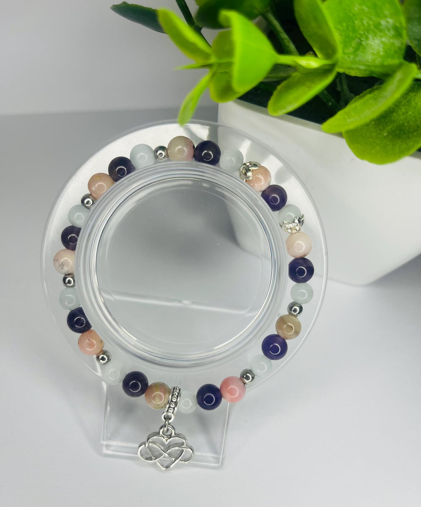 Angel of Acceptance Crystal Bracelet - Pink Opal, Amethyst & Moonstone