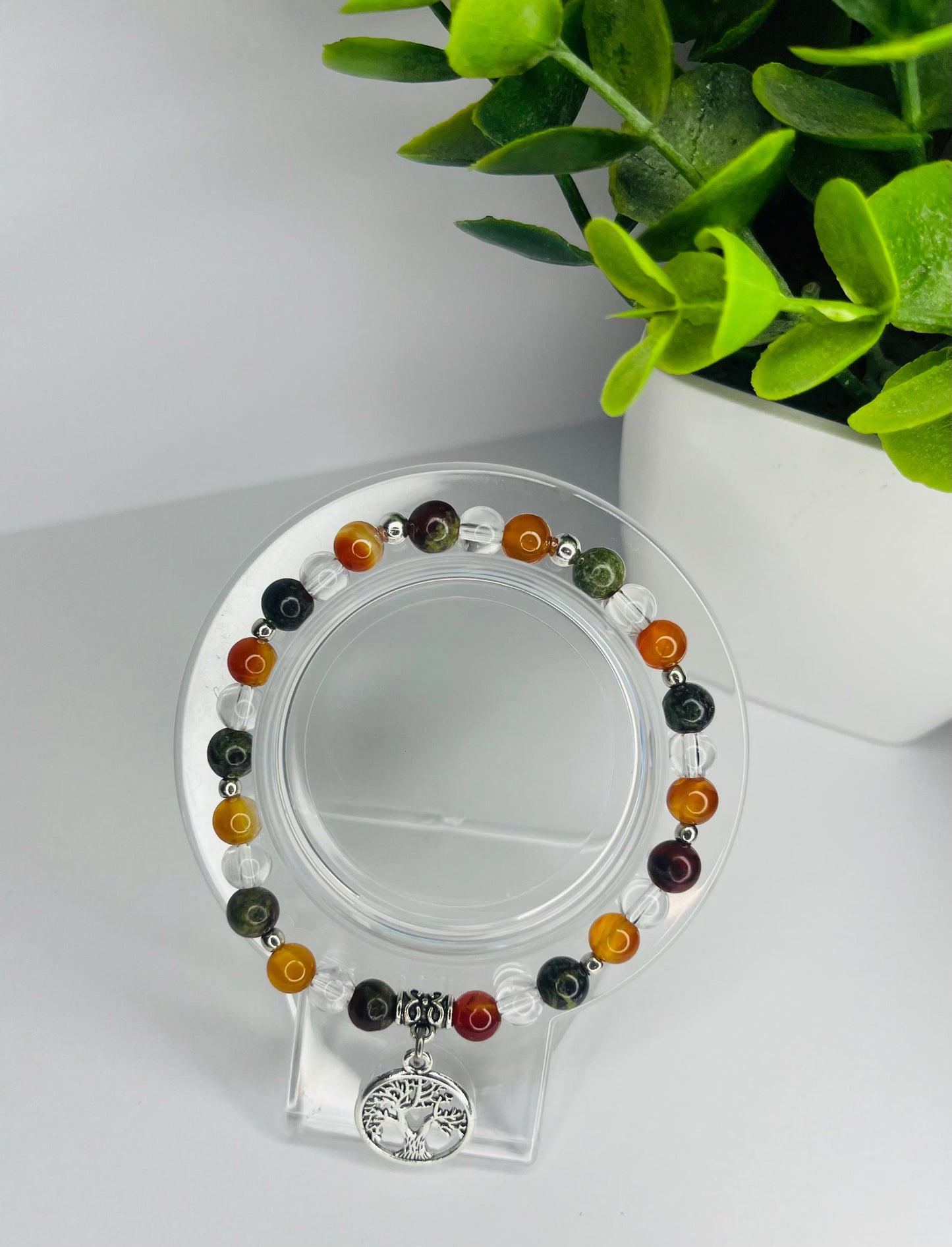 Angel of Exercise Crystal Bracelet - Carnelian, Bloodstone & Clear Quartz