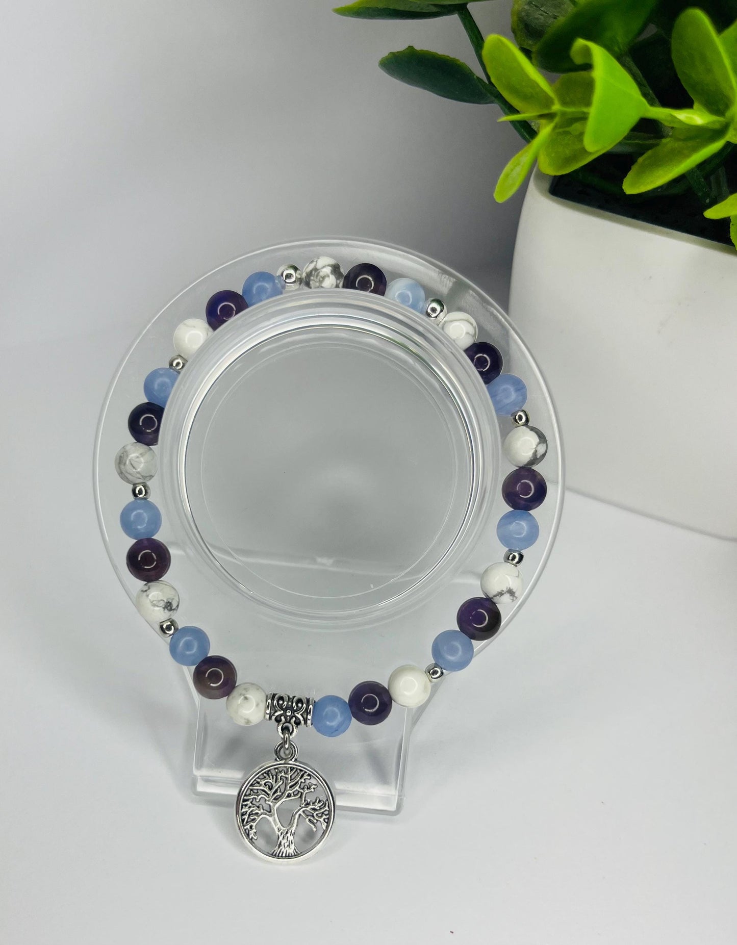 Angel of Patience Crystal Bracelet - Amethyst, Blue Lace Agate & Howlite