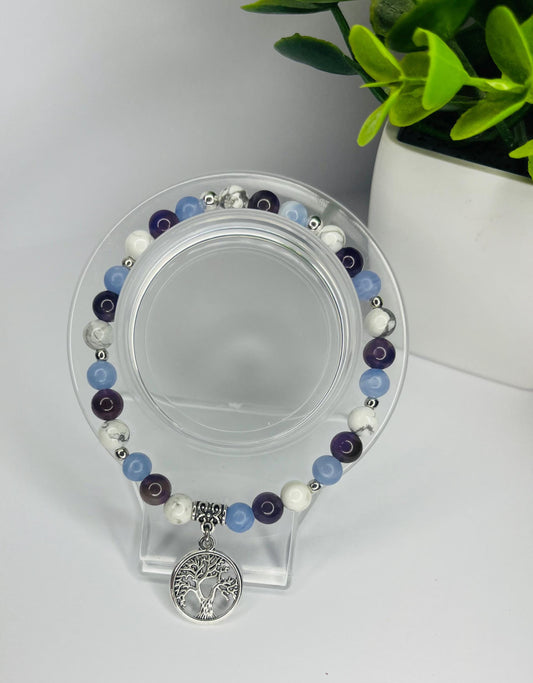 Angel of Patience Crystal Bracelet - Amethyst, Blue Lace Agate & Howlite