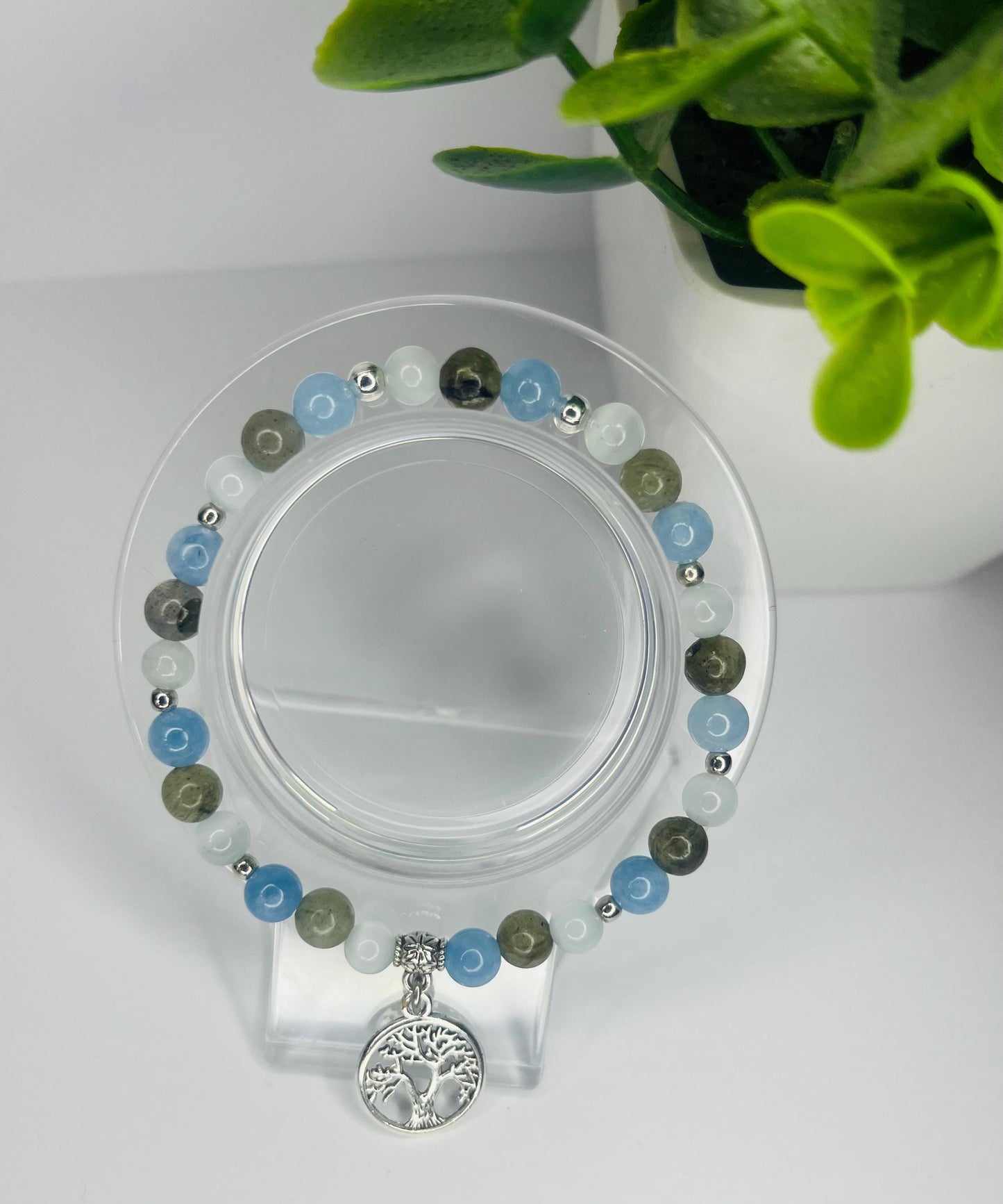 Angel of Reflection Crystal Bracelet - Aquamarine, Labradorite & Moonstone