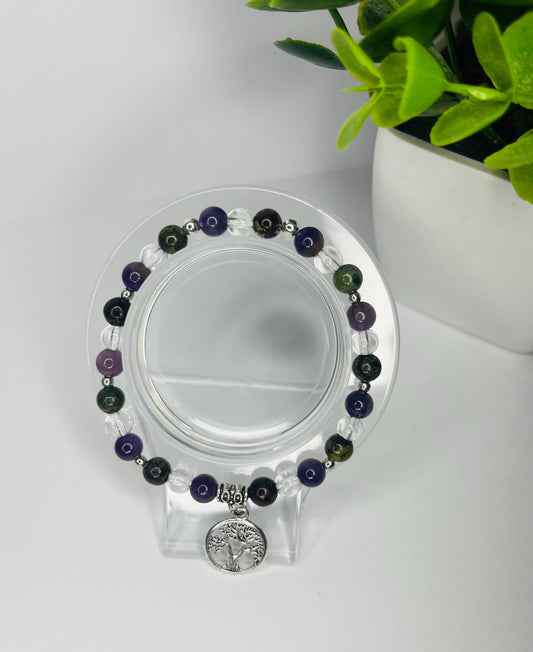 Angel of Detox Crystal Bracelet - Bloodstone, Clear Quartz & Amethyst