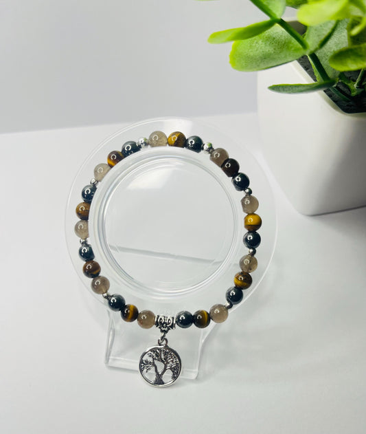Angel of Grounding Crystal Bracelet - Hematite, Tiger's Eye & Smoky Quartz