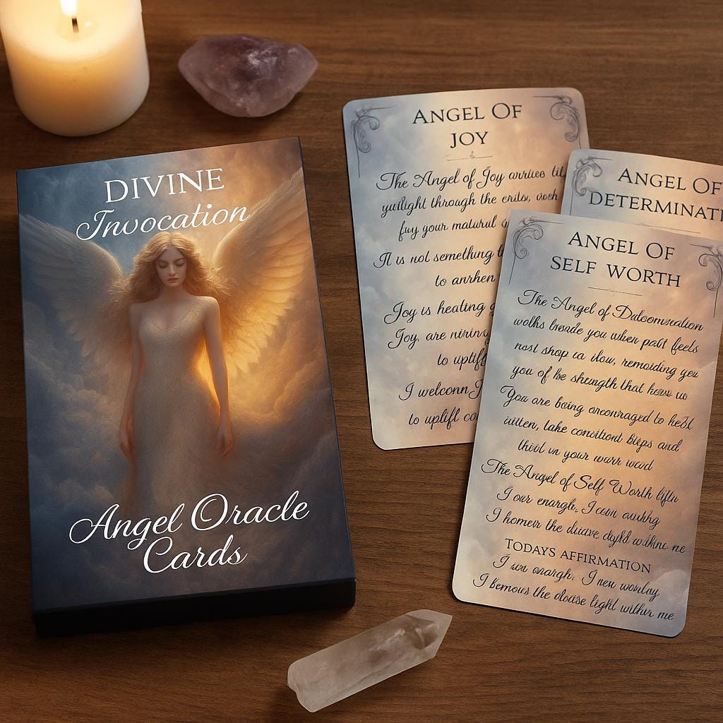 Printable Angel Oracle Cards, 44 card digital download, Divine guidance cards, affirmations.