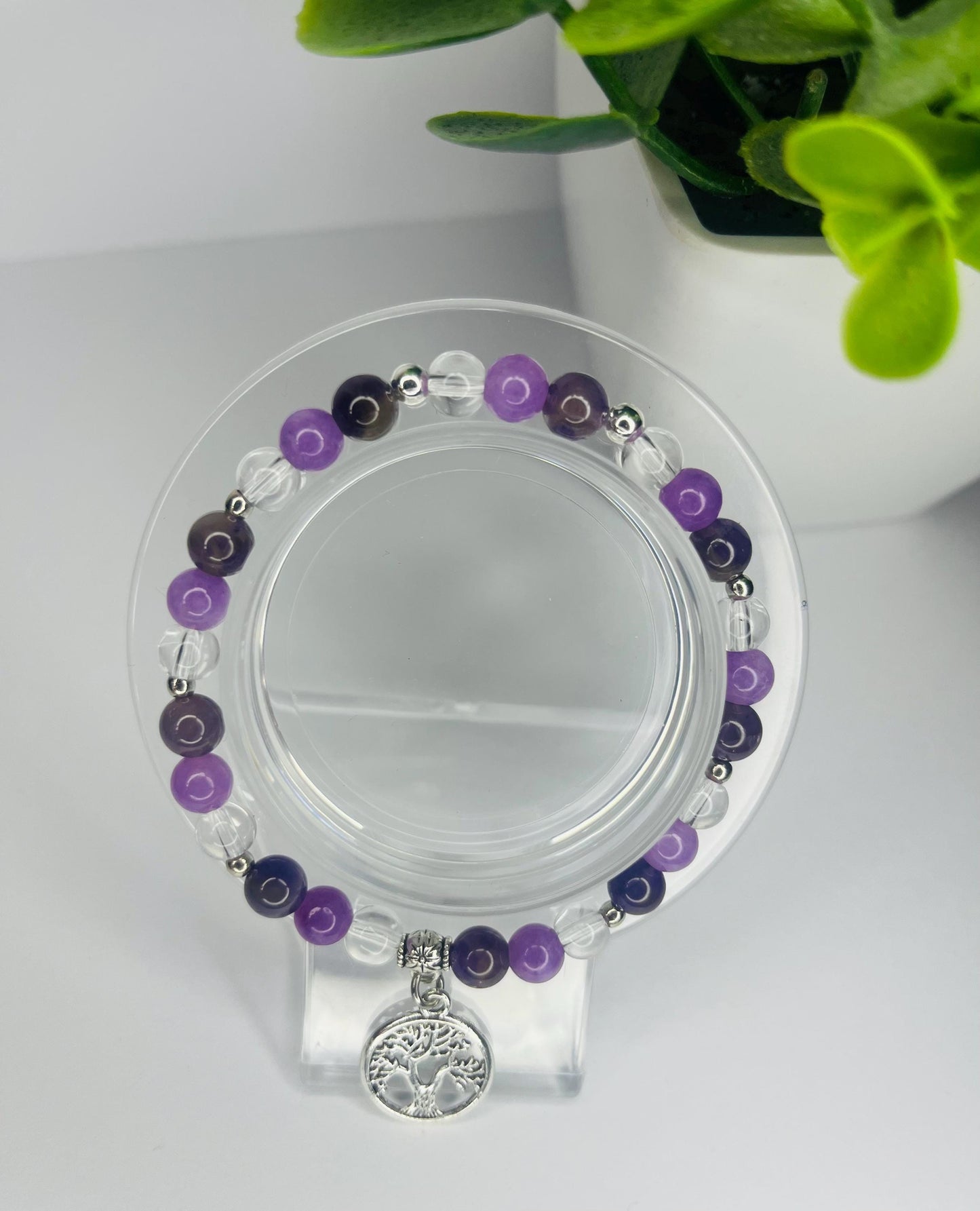 Angel of Dreams Crystal Bracelet - Amethyst, Lepidolite & Clear Quartz