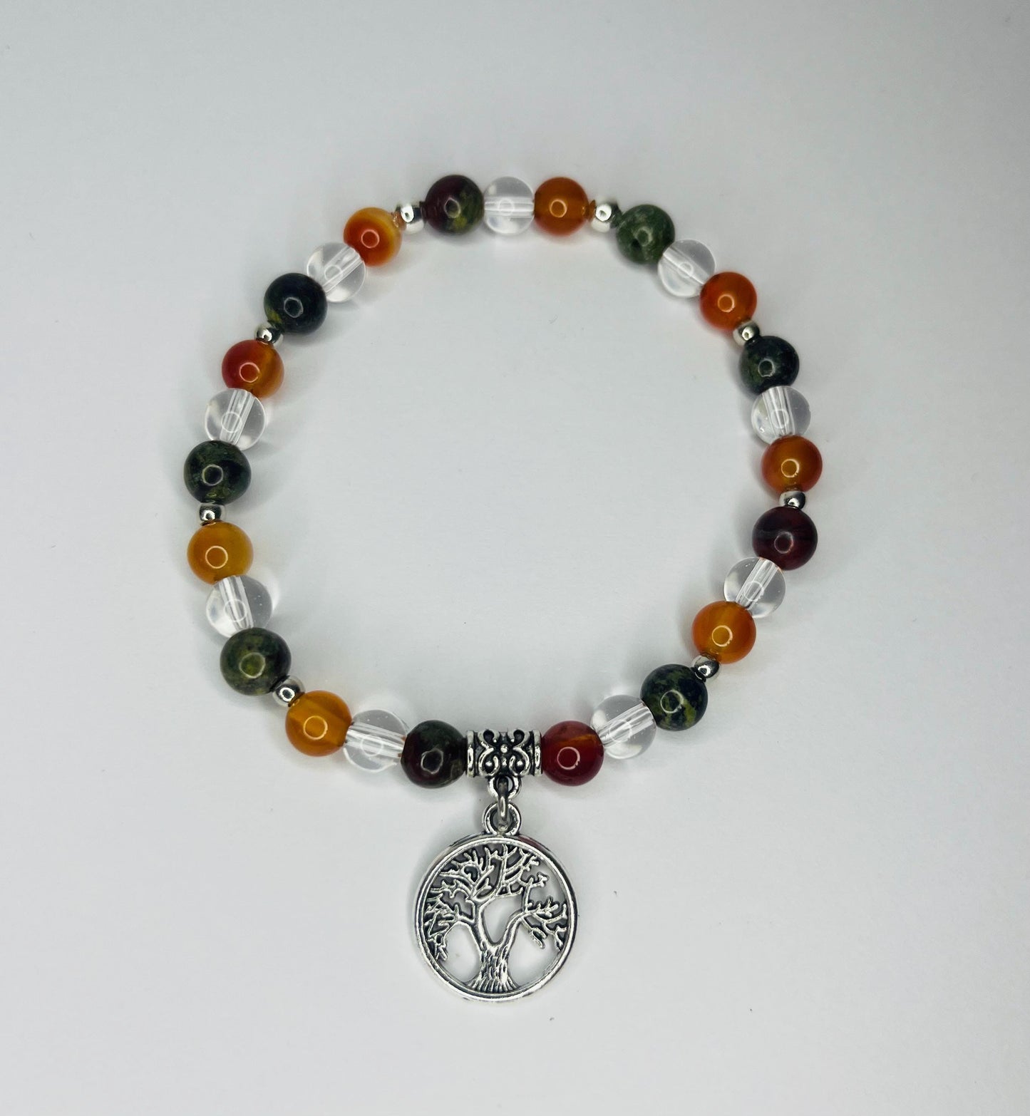 Angel of Exercise Crystal Bracelet - Carnelian, Bloodstone & Clear Quartz