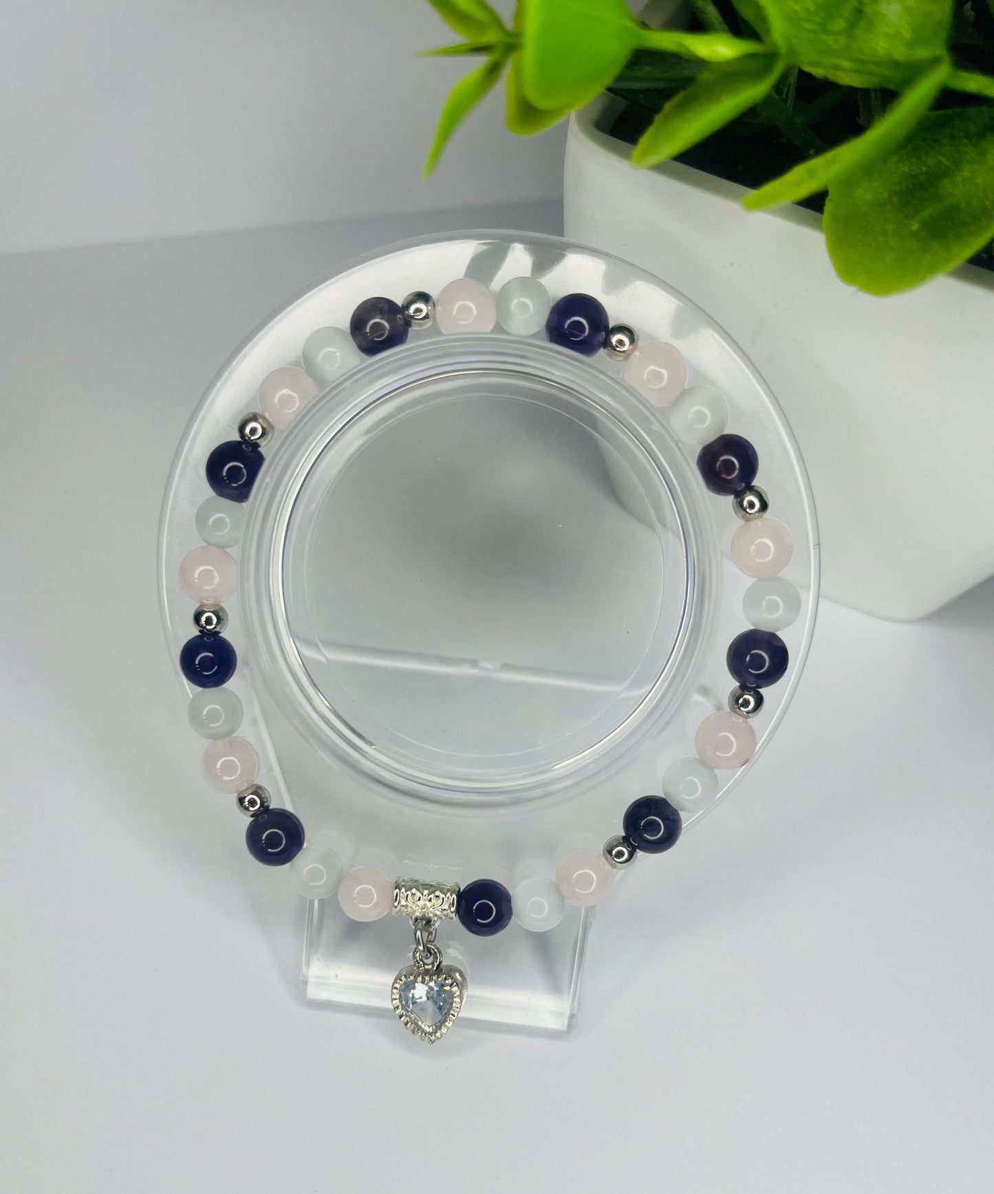 Angel of Love Crystal Bracelet - Amethyst, Rose Quartz & Moonstone
