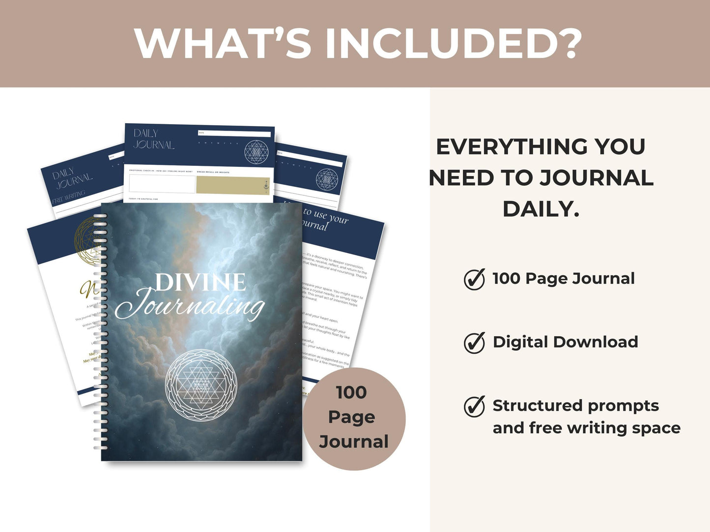 A5 Printable Daily Journal: Gratitude, Affirmations, Dream Recall (Digital Download)