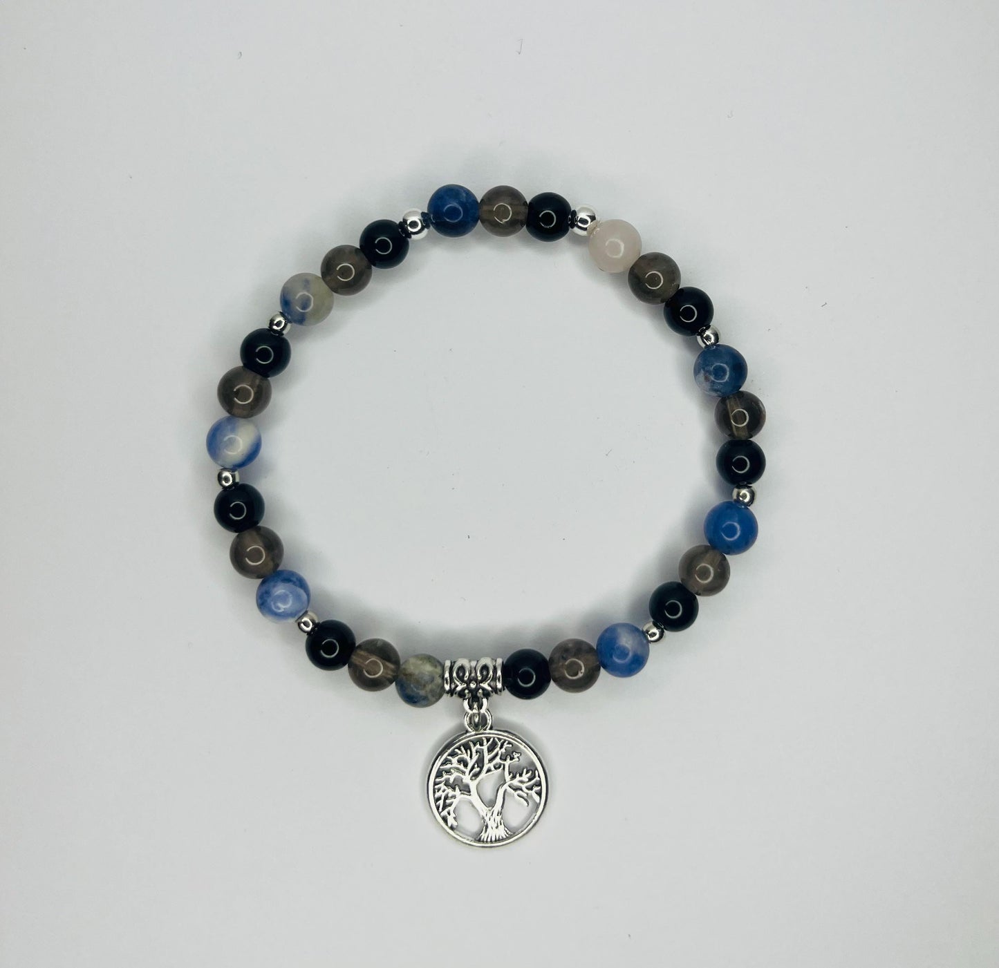 Angel of Disconnect Crystal Bracelet - Obsidian, Smoky Quartz & Sodalite