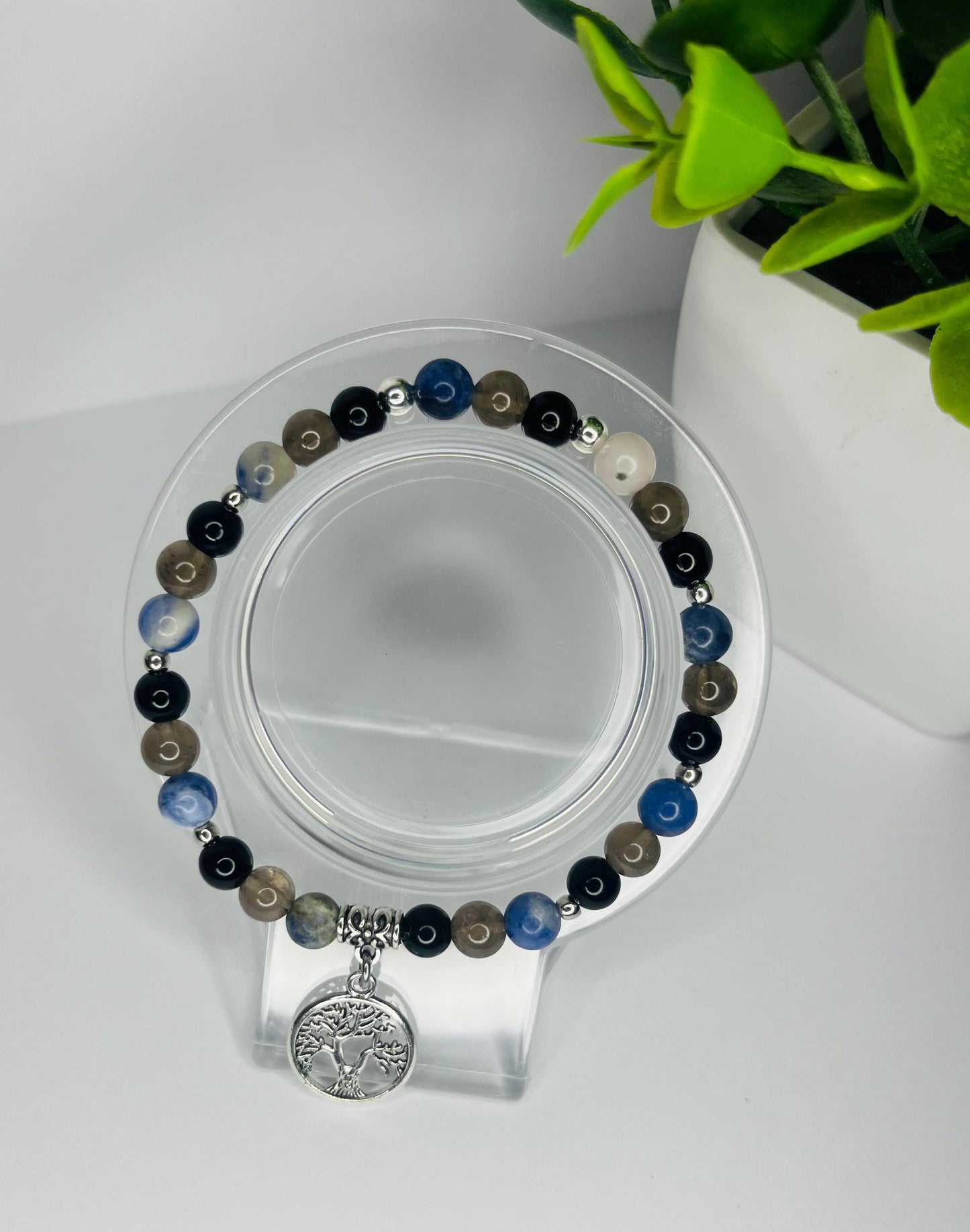 Angel of Disconnect Crystal Bracelet - Obsidian, Smoky Quartz & Sodalite