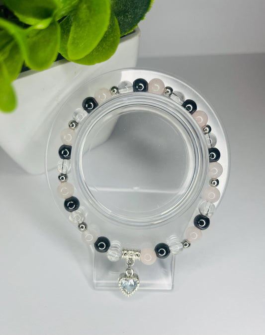 Angel of Love Crystal Bracelet - Rose Quartz, Hematite & Clear Quartz