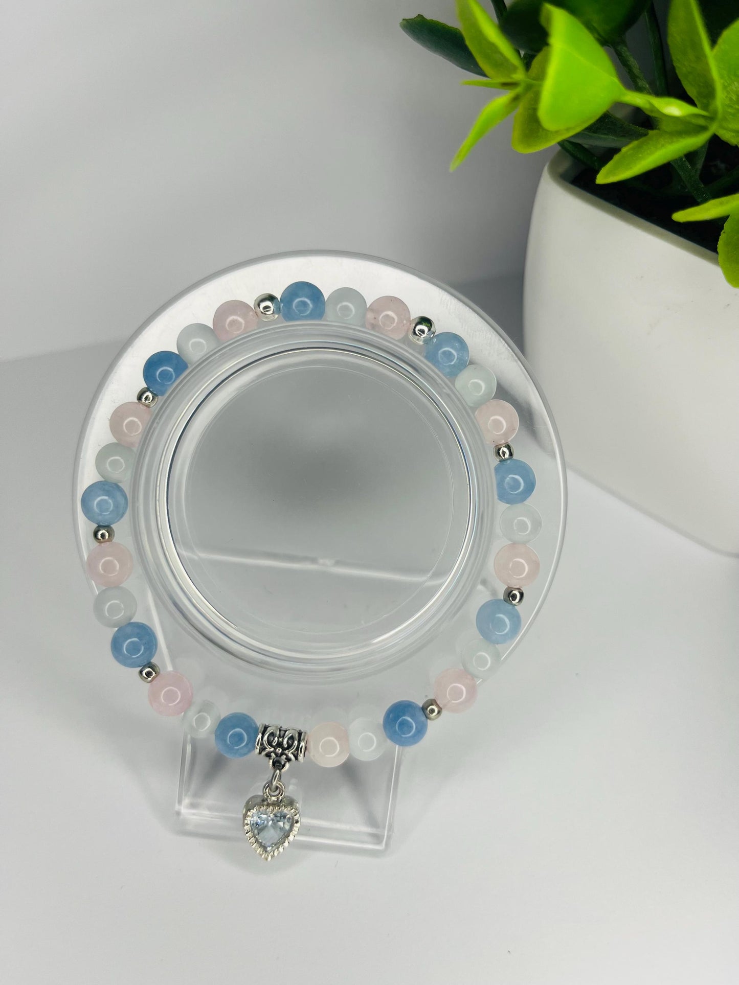Angel of Forgiveness Crystal Bracelet - Rose Quartz, Aquamarine & Moonstone