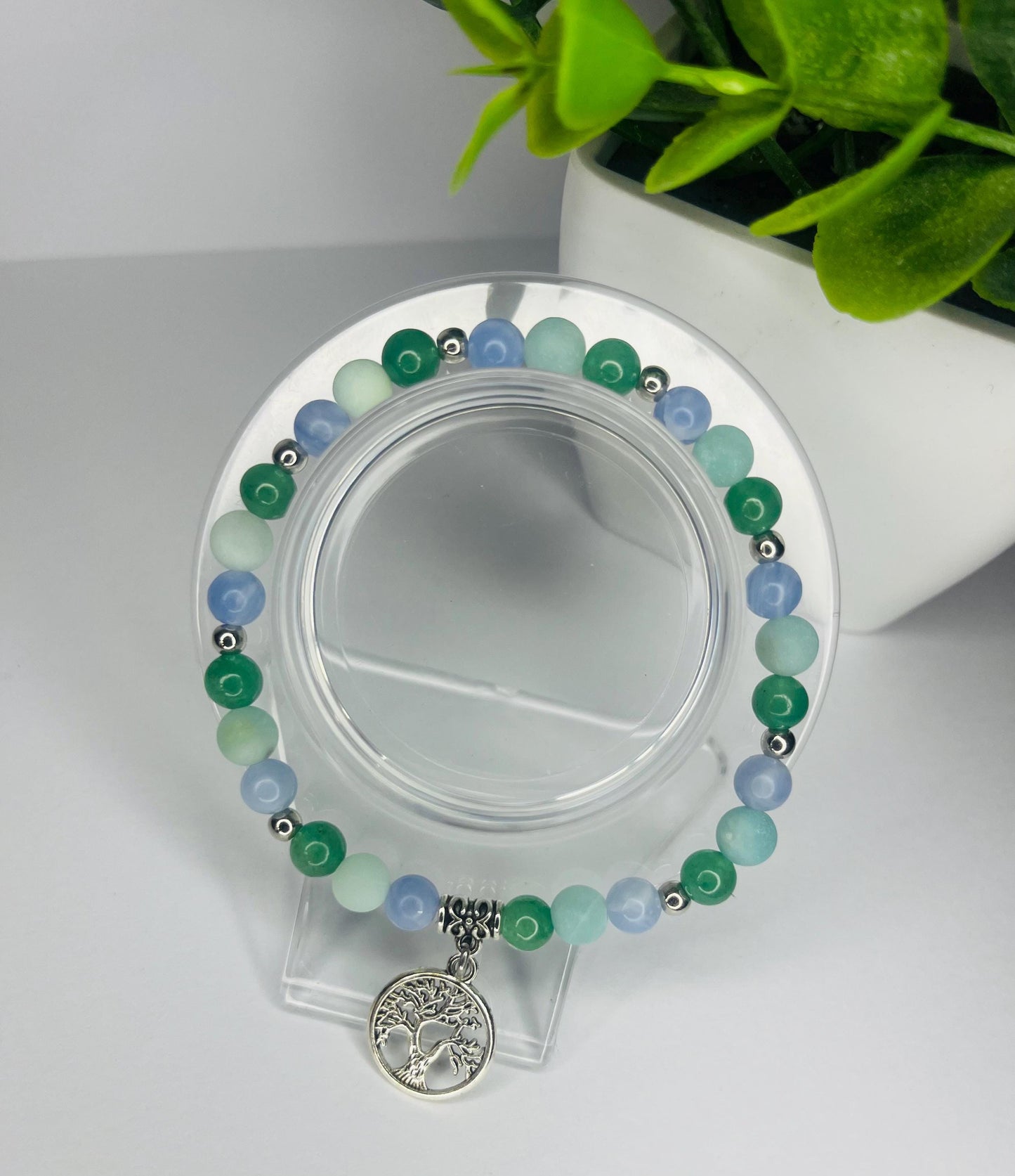 Angel of Co-operation Crystal Bracelet - Amazonite, Blue Lace Agate & Green Aventurine