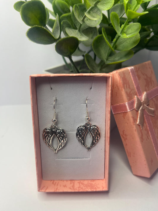Angel Wing Dangle Earrings - Silver Spiritual Jewellery