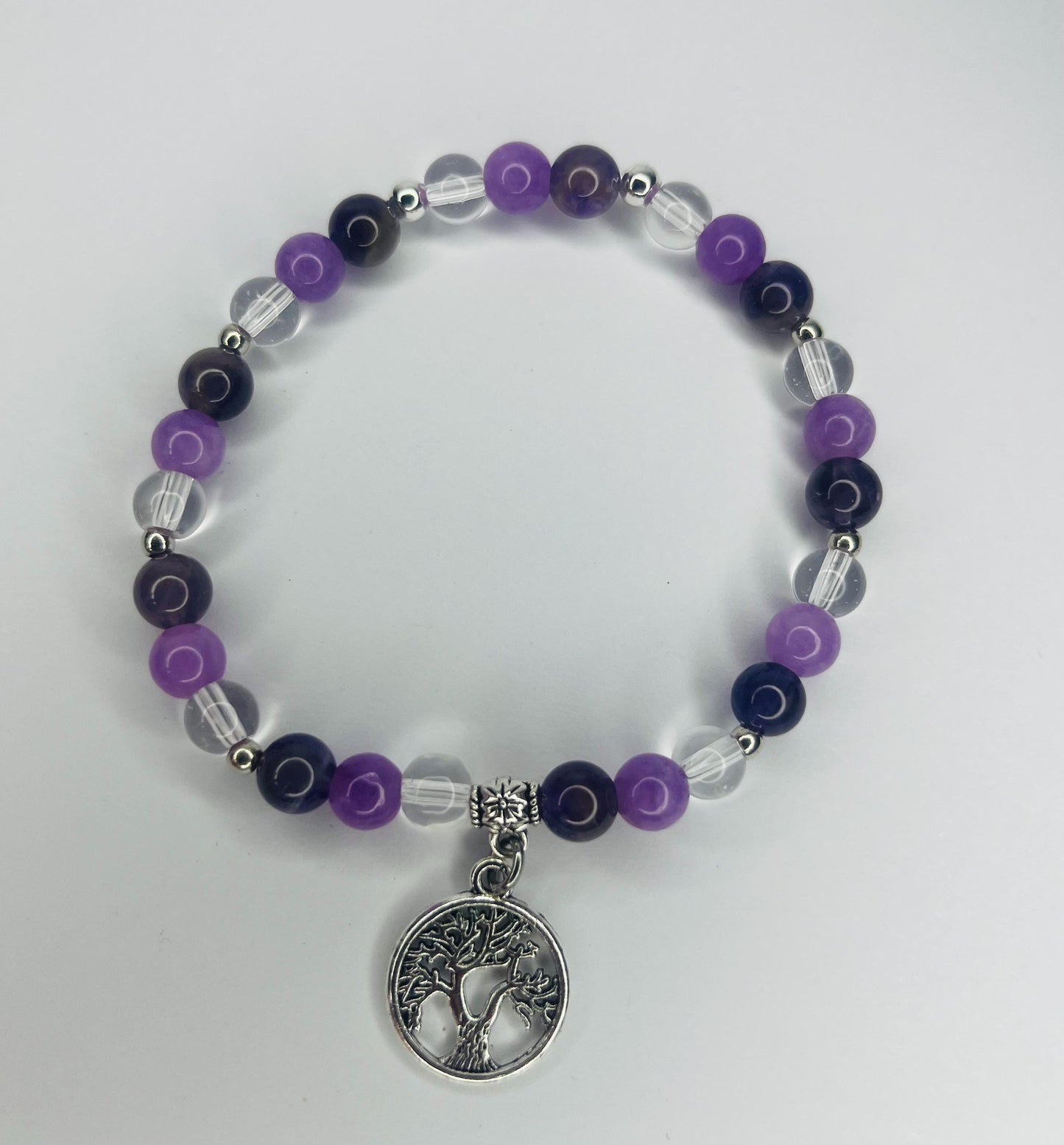 Angel of Dreams Crystal Bracelet - Amethyst, Lepidolite & Clear Quartz