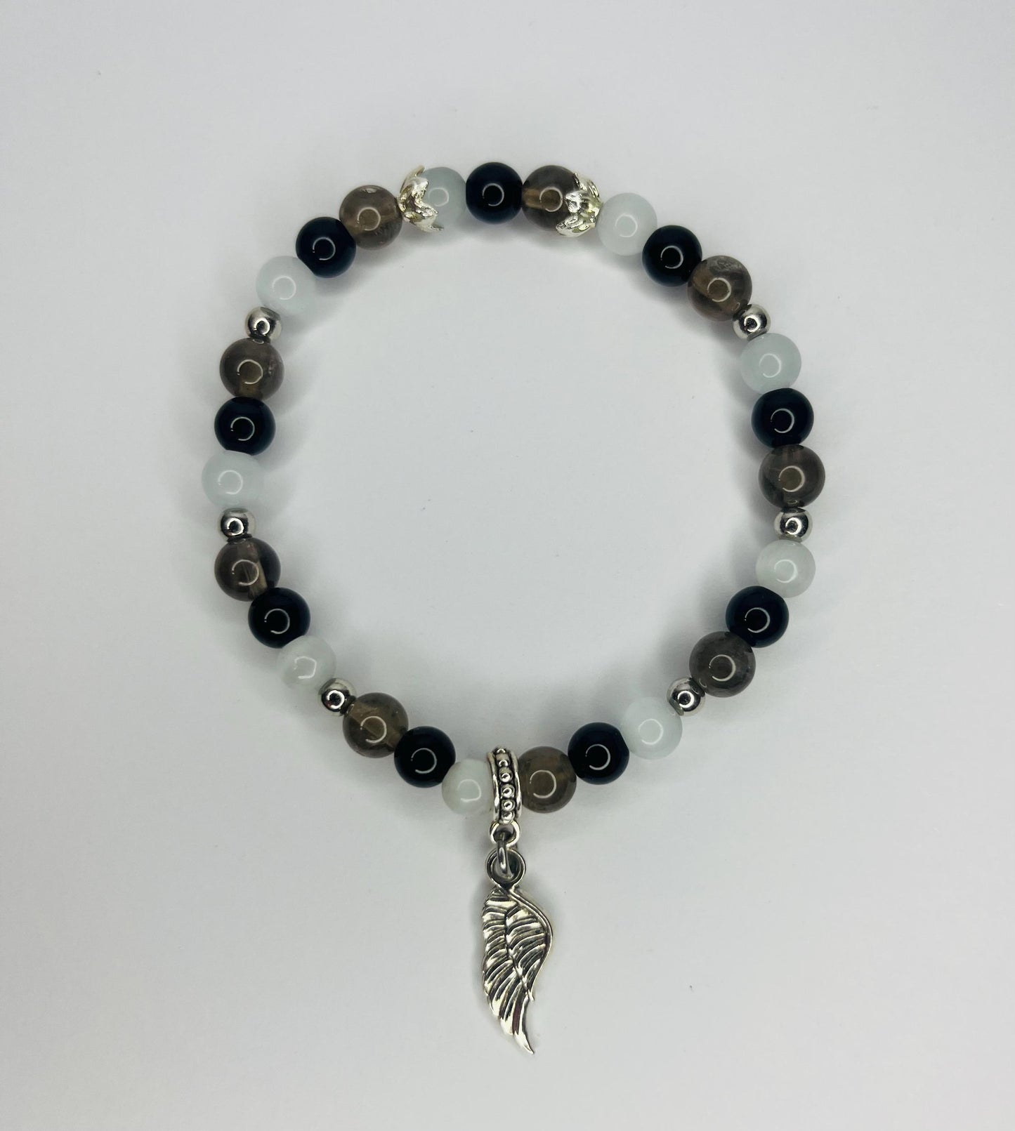 Angel of Letting Go Crystal Bracelet - Smoky Quartz, Obsidian & Moonstone