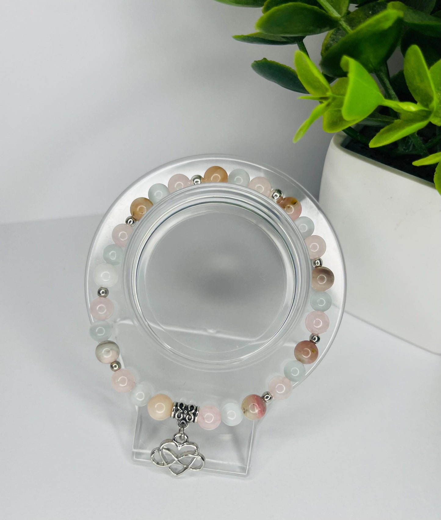 Angel of Kindness Crystal Bracelet - Rose Quartz, Pink Opal & Moonstone