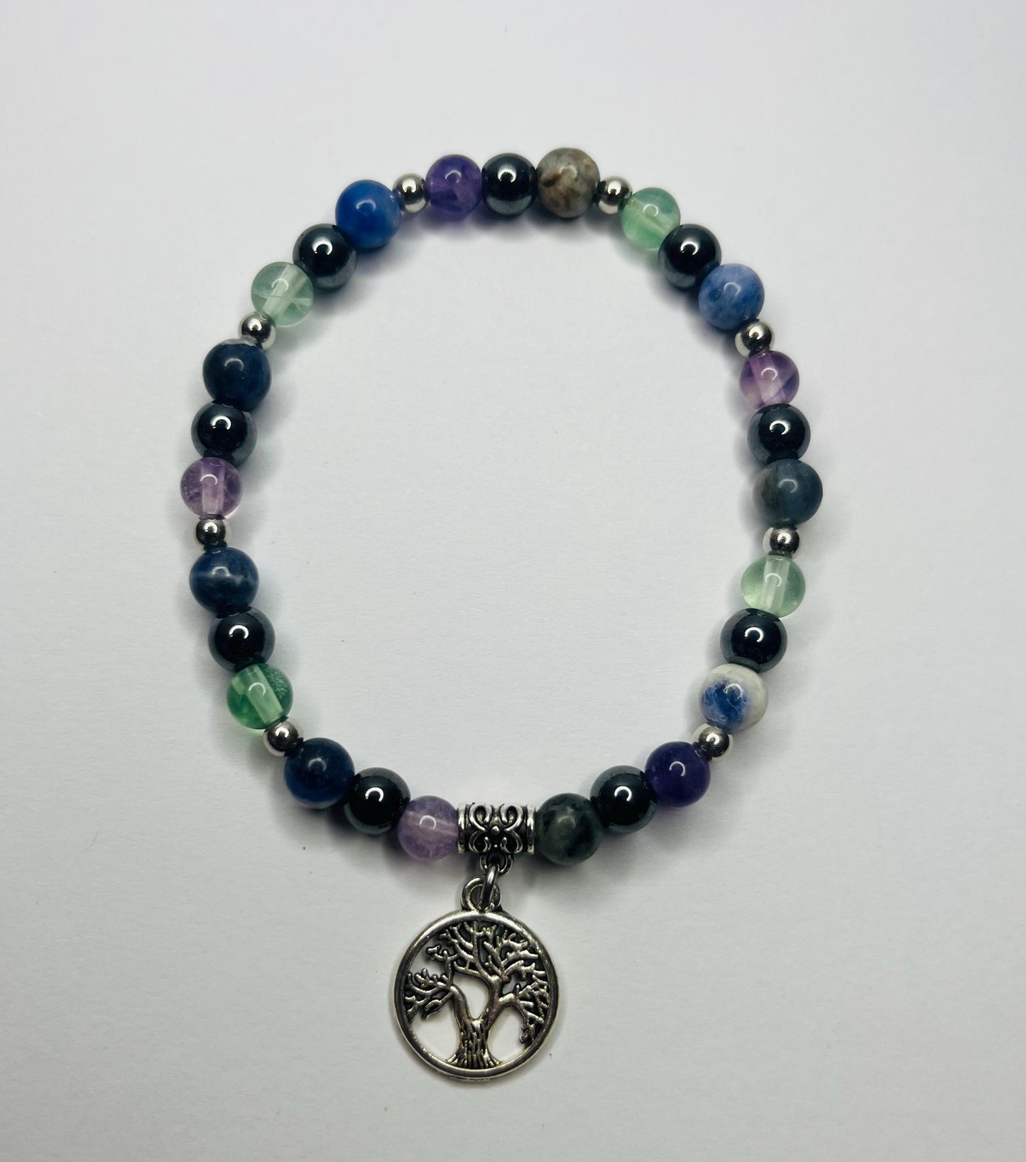 Angel of Distractions Crystal Bracelet - Fluorite, Hematite & Sodalite